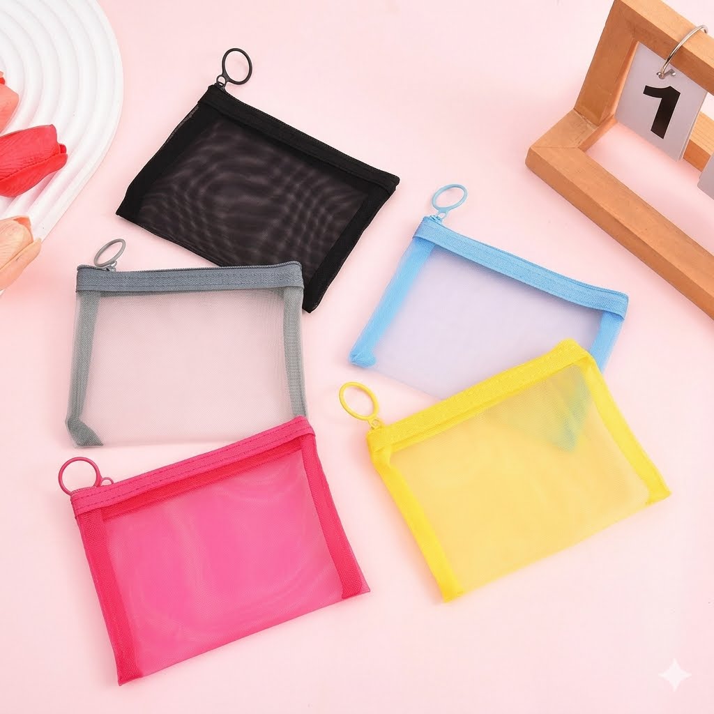 Ultra-Lightweight Transparent Mesh Zipper Pouch