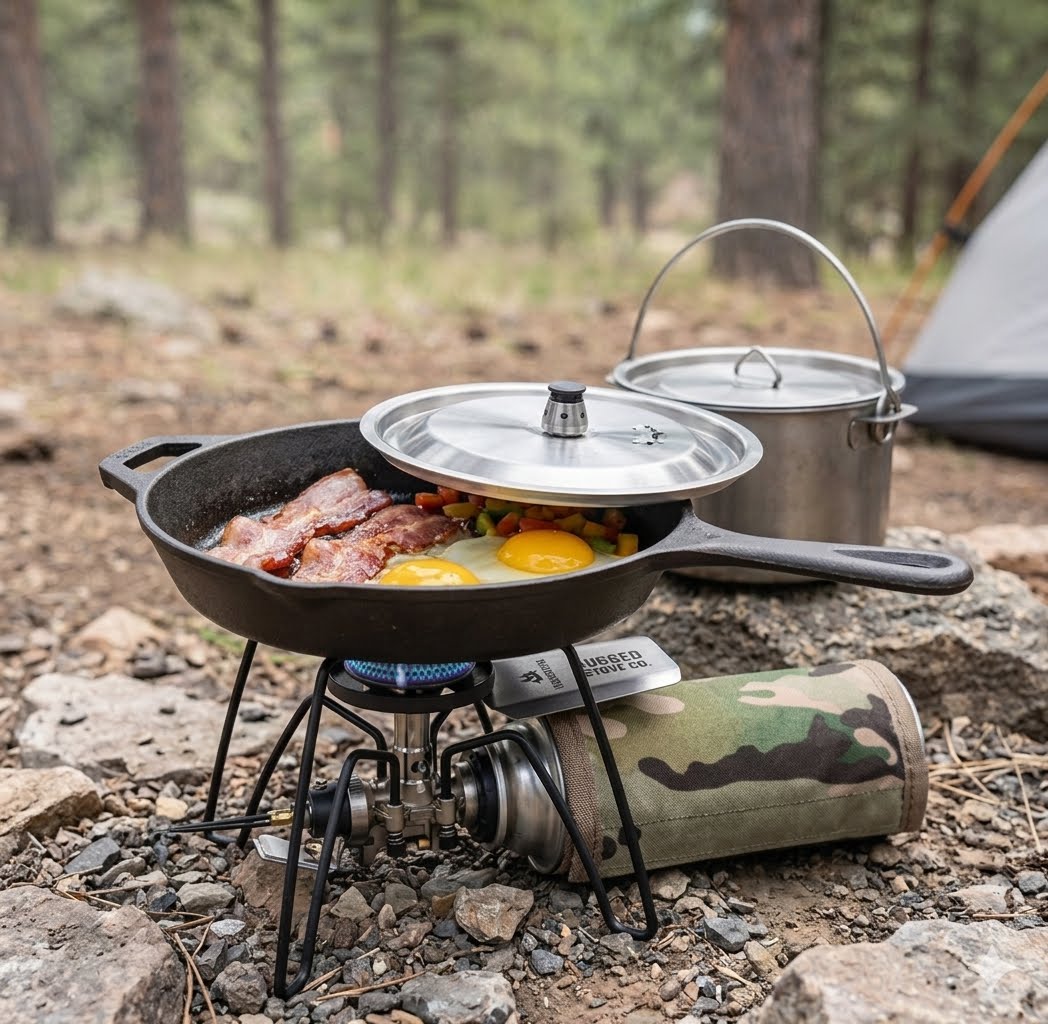 Windproof Camping Stove — One-Click Ignition, Foldable Design & Stable Cooking Power