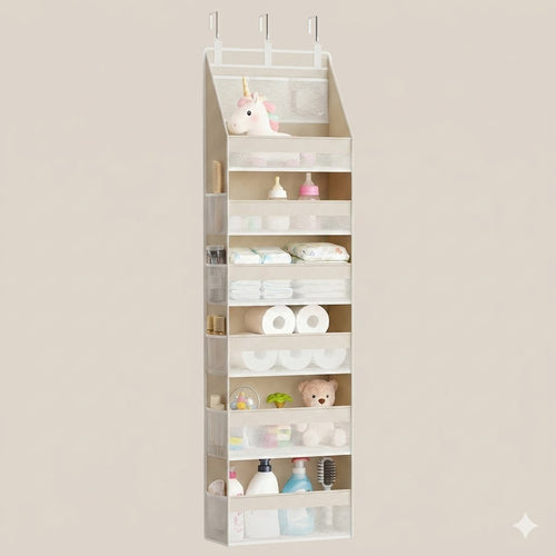 6-Tier Hanging Closet Organizer Over The Door Wardrobe Storage with Clear Card Slot