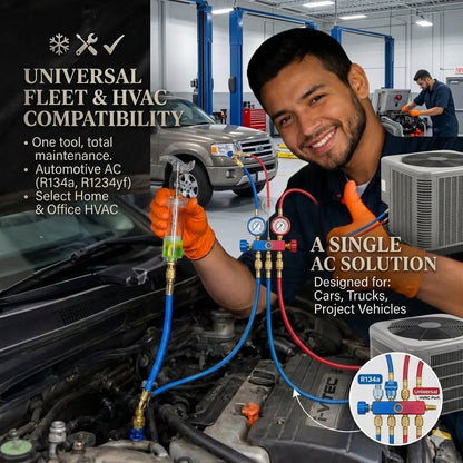3-in-1 AC Oil & Dye Injector Kit – Heavy-Duty R134a Quick-Connect Tool