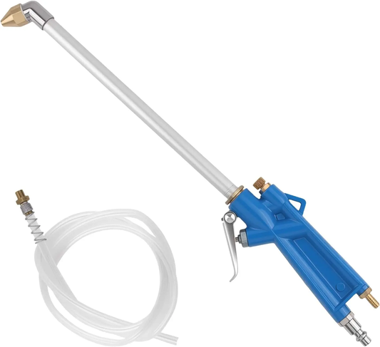 Pneumatic spray gun for cleaning confined spaces