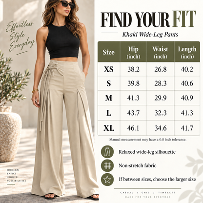 Women's High-Waist Asymmetric Lace-Up Wide-Leg Pants – Flattering Sculpted Fit👖✨