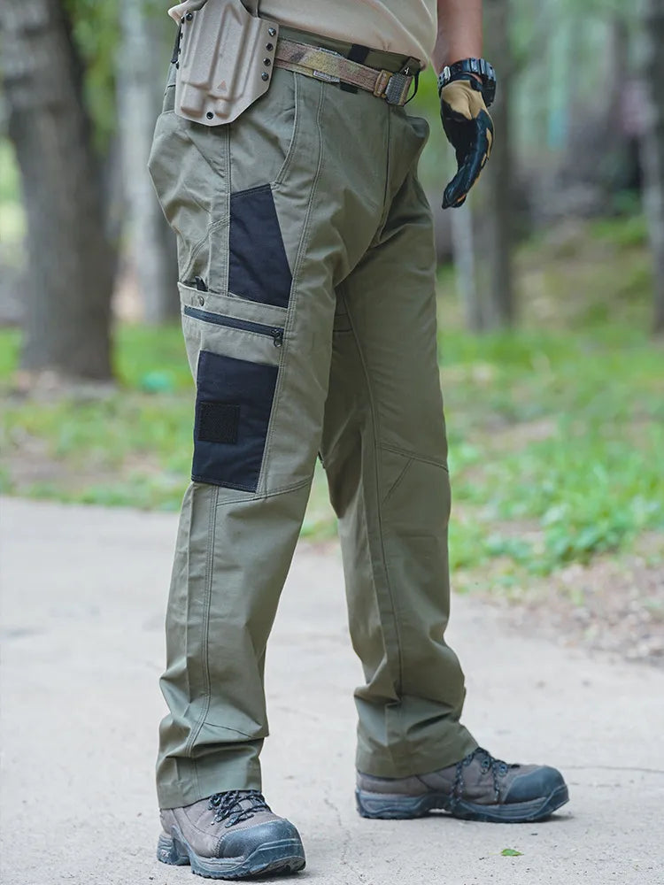 Men's Solid Color Waterproof Tactical Work Pants & Multi-Pocket