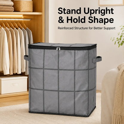 Spacious Moving Fabric Storage Bin – Zippered Organizer for Quilts