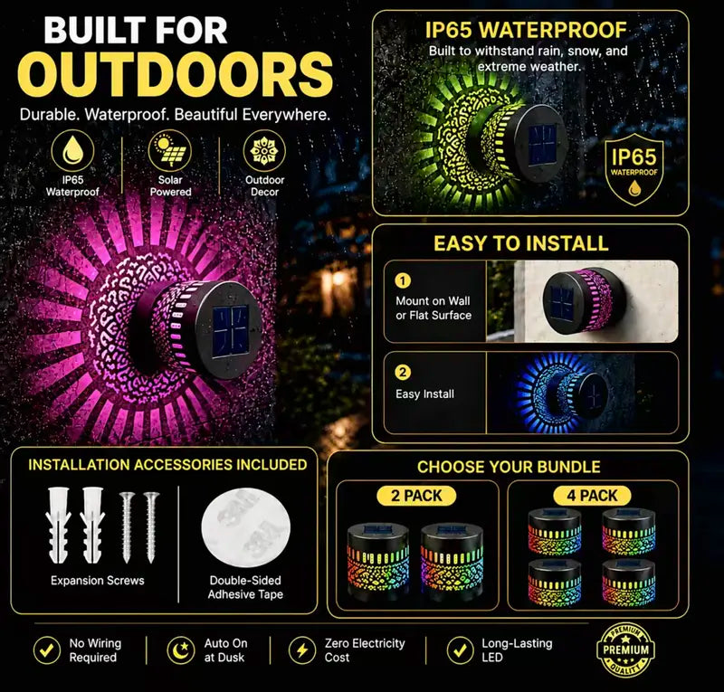 Seven-Color Changing Solar Mandala Projection Wall Light