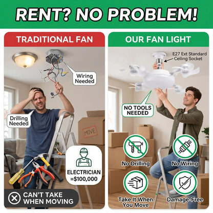 🌀2-in-1 E27 Screw-In Ceiling Fan Light