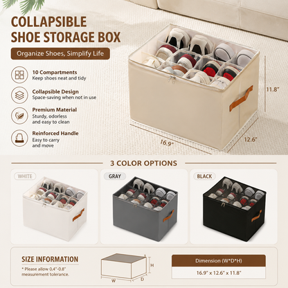 Collapsible Plastic Shoe and Pants Storage Organizer Box