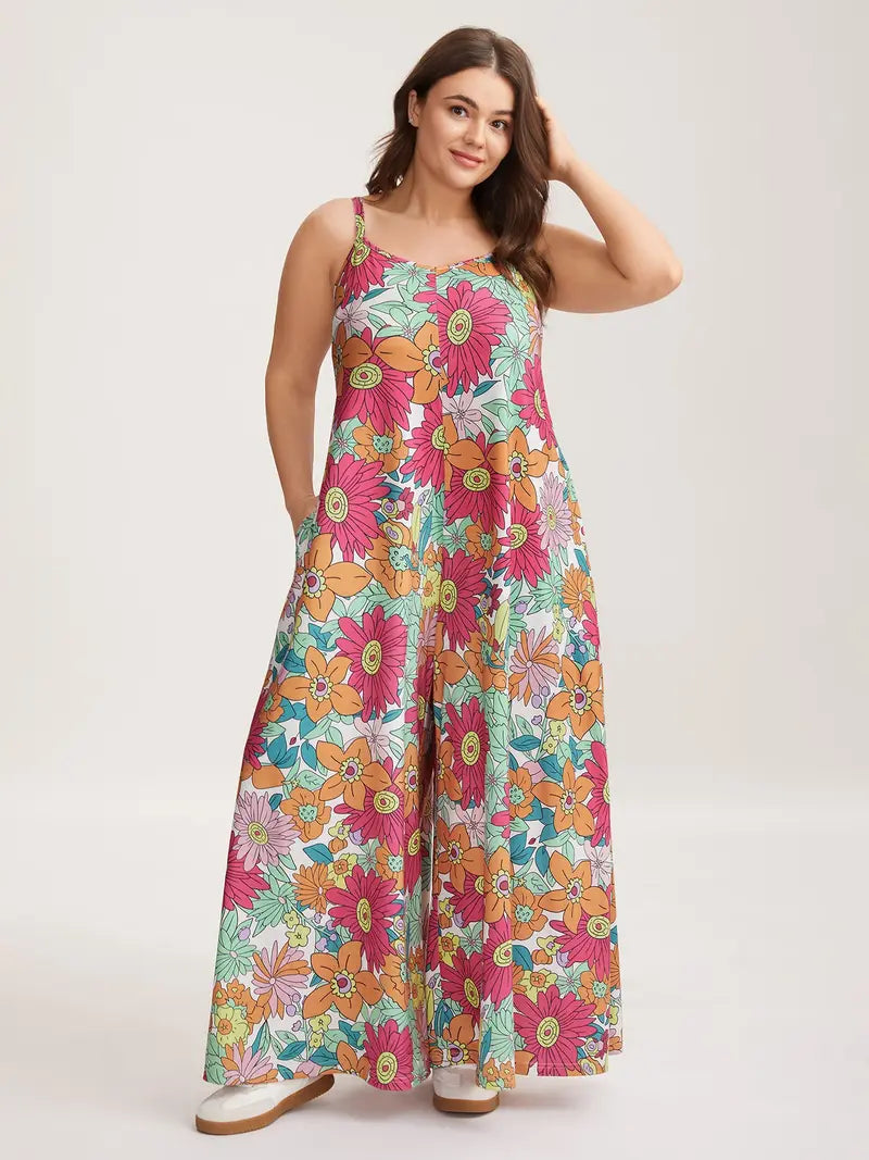 Women’s Plus Size Bohemian Spandex Overalls – Flowy Comfort, Effortless Style