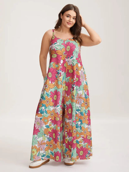 Women’s Plus Size Bohemian Spandex Overalls – Flowy Comfort, Effortless Style
