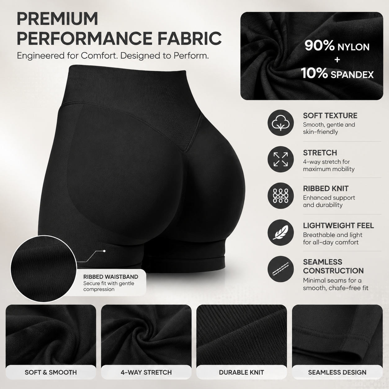 Women's High-Waisted Butt-Lifting Athletic Shorts (4-Pack)