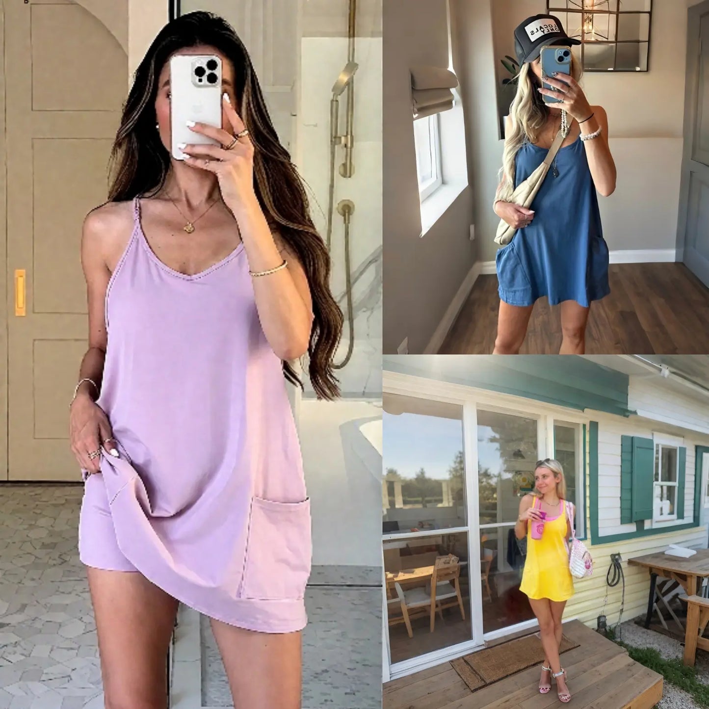 Women's Summer Sleeveless Mini Dress- Built-in Shorts Sundress