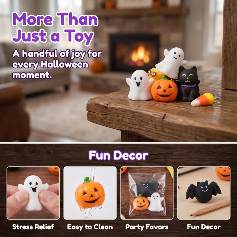 50PCS Halloween Mochi Squishy Toys Bulk Set