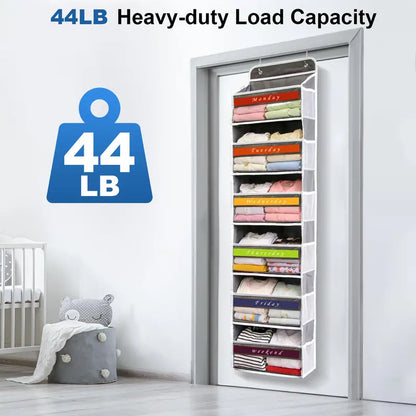 6-Tier Hanging Closet Organizer Over The Door Wardrobe Storage with Clear Card Slot