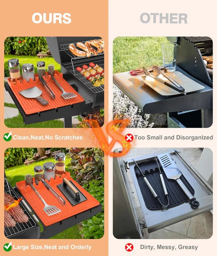 🌞Summer Sale 49% OFF🍖Silicone BBQ Side Shelf Mat — Keep Tools Clean & Close