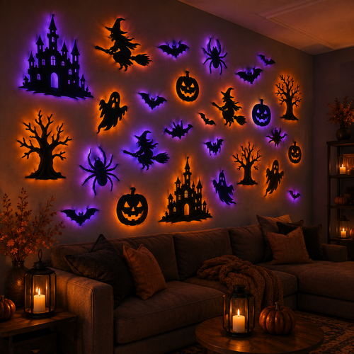 Halloween LED wall stickers – dazzling light effects create a spooky atmosphere