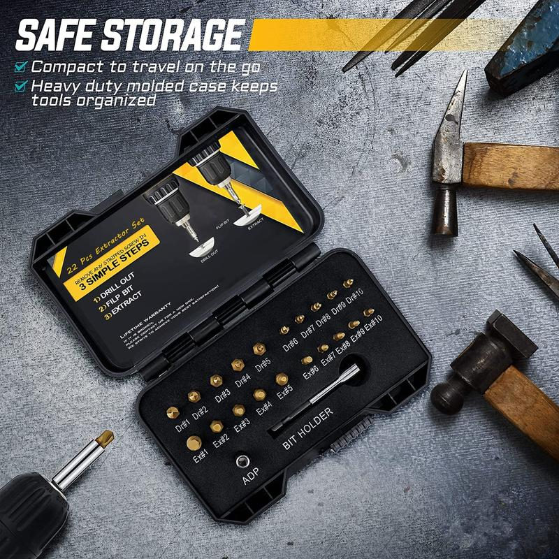 22Pcs Titanium Damaged Screw Extractor Set