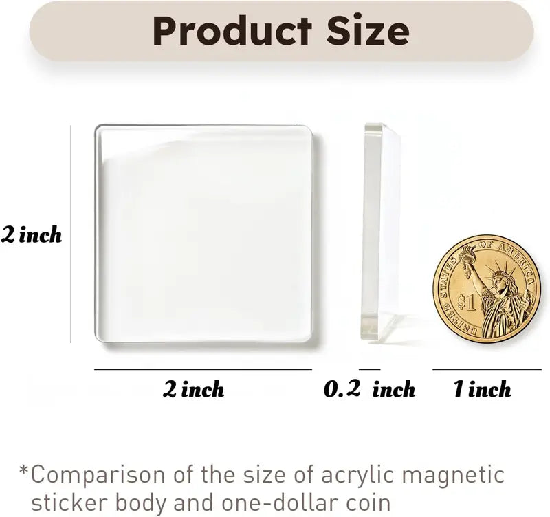 Magnetic Photo Frames 2"x2" Clear Acrylic DIY Fridge Magnets
