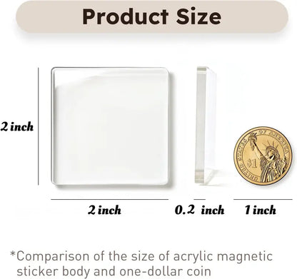 Magnetic Photo Frames 2"x2" Clear Acrylic DIY Fridge Magnets