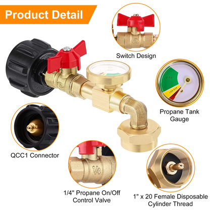 🔥Propane Refill Adapter with Valve & Gauge🔥