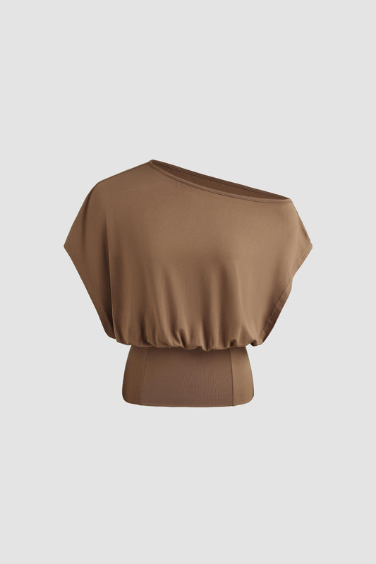 Women Off Shoulder Crop Top, Soft Stretchy Slim Fit Short Sleeve Shirt