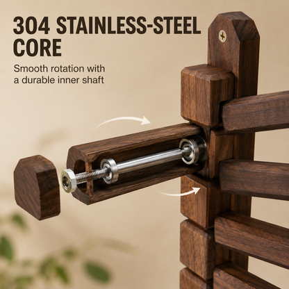 Premium Walnut Rotating Wall Rack for Clothes & Towels