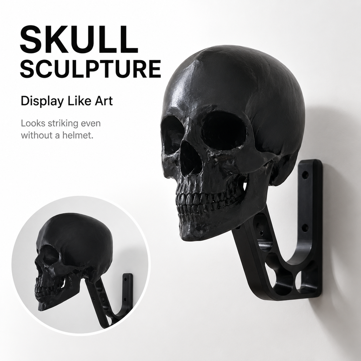 Skull Motorcycle Helmet Wall Mount