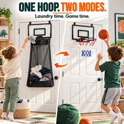 🏀2-in-1 Over-the-Door Basketball Hoop & Laundry Hamper🏀