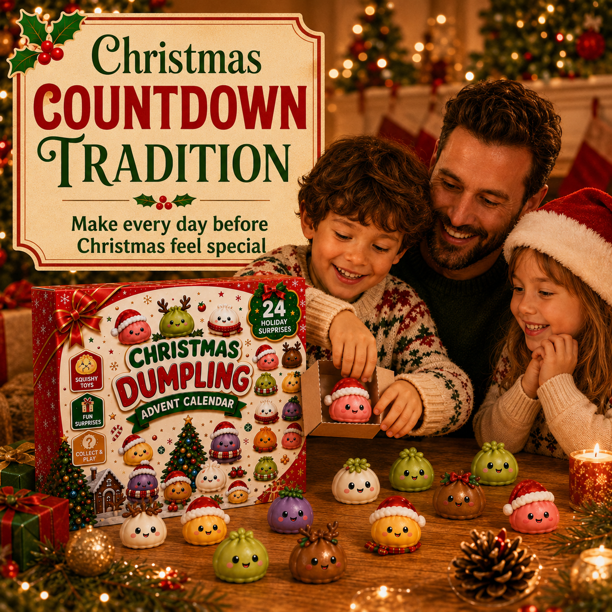 2026 Christmas Blind Box Advent Calendar: 24-Day Dumpling & Squishy Toy Countdown 🎄