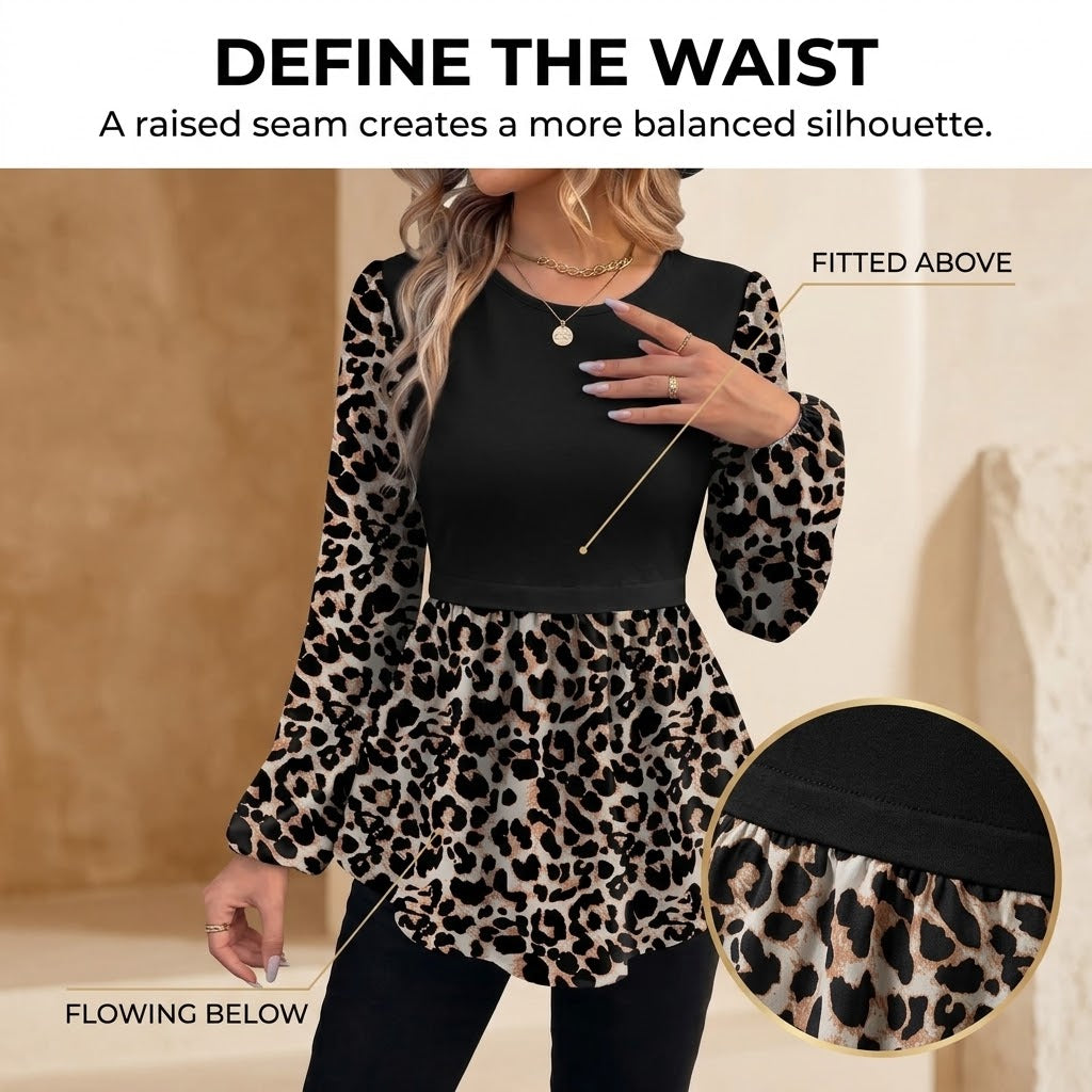 Women's Long Sleeve Tunic Top with Flattering Empire Waist