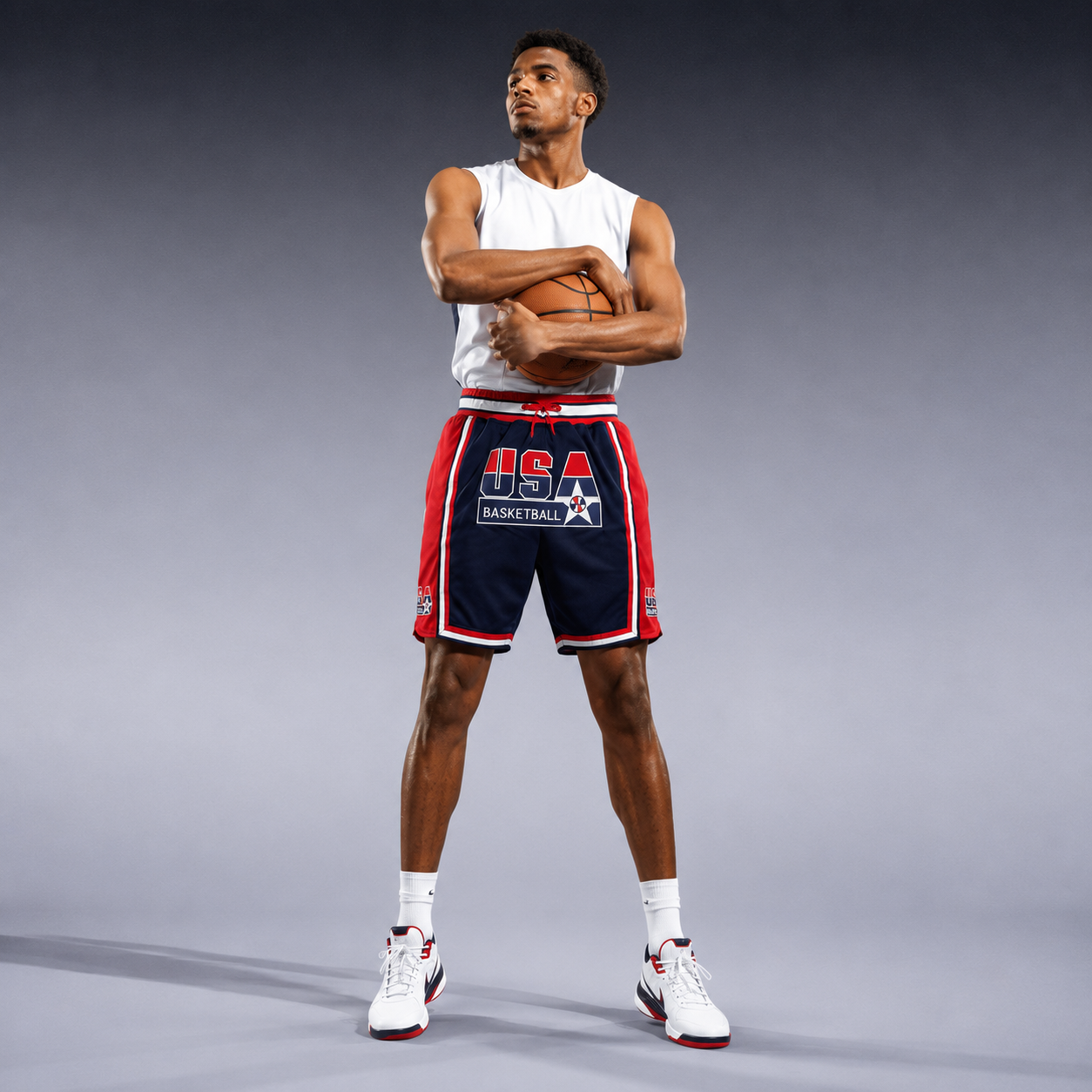 The Classic '92 Dream Edition USA Shorts – High-Quality Embroidered Retro Hardwood Basketball Shorts