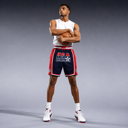 The Classic '92 Dream Edition USA Shorts – High-Quality Embroidered Retro Hardwood Basketball Shorts
