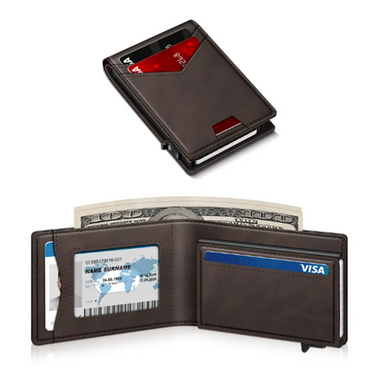 Men's Minimalist RFID Blocking Pop-Up Bifold Wallet with Magnetic Closure