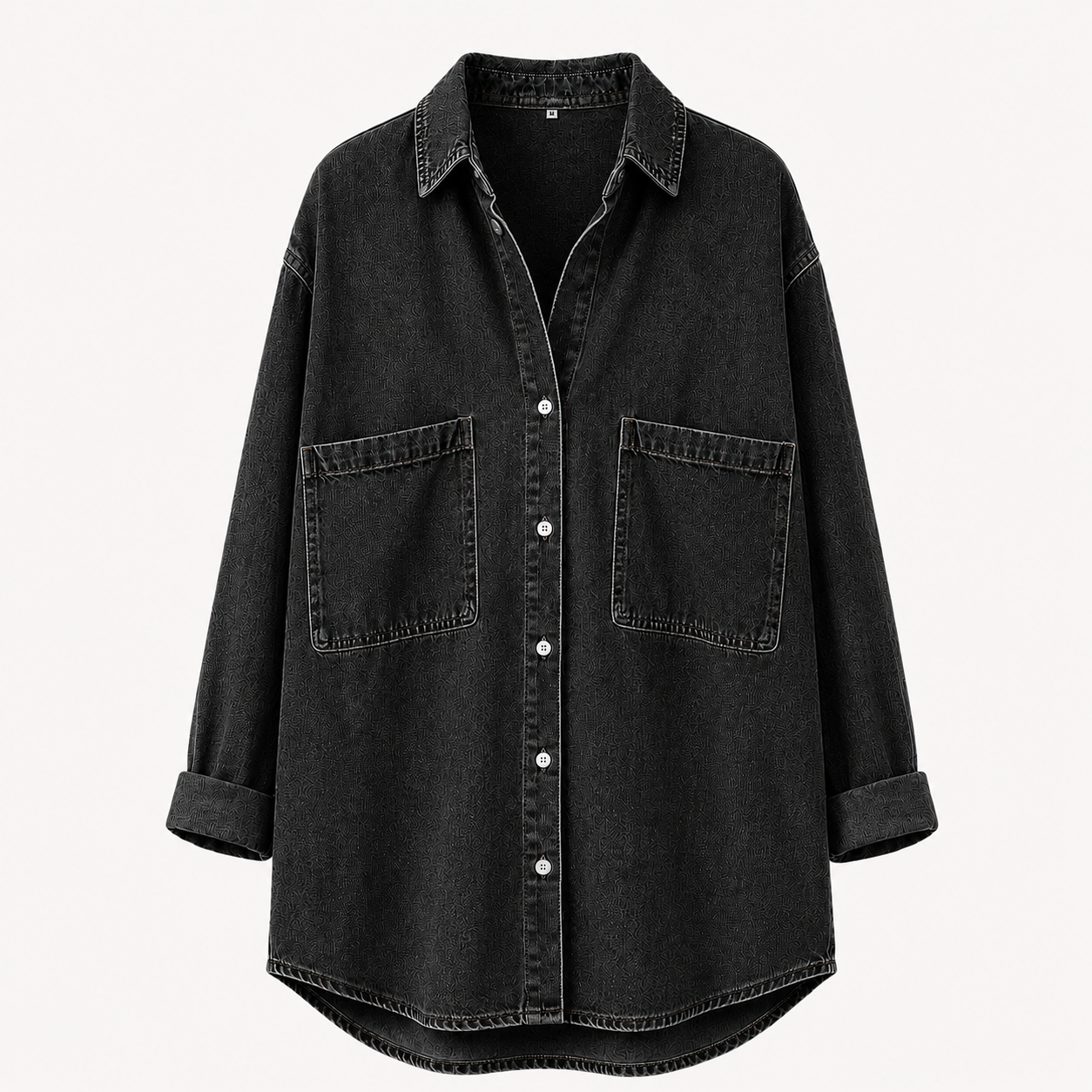 Women’s Denim Shirt Chambray Blue Button Down 3/4 Sleeve Tencel Top