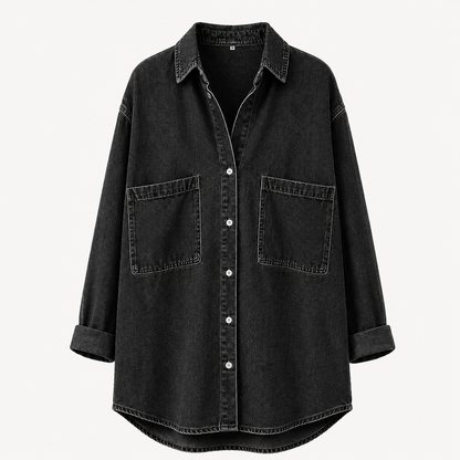 Women’s Denim Shirt Chambray Blue Button Down 3/4 Sleeve Tencel Top