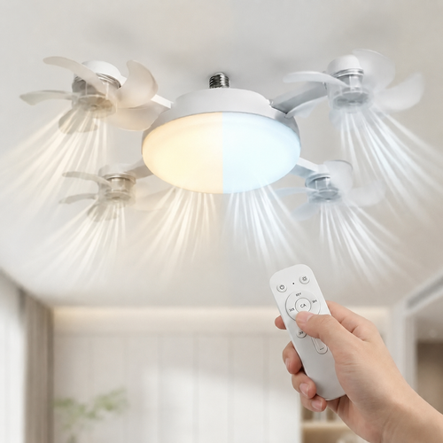 E27 Screw-In Fan Light with Remote – 2-in-1 LED Ceiling Fan Bulb