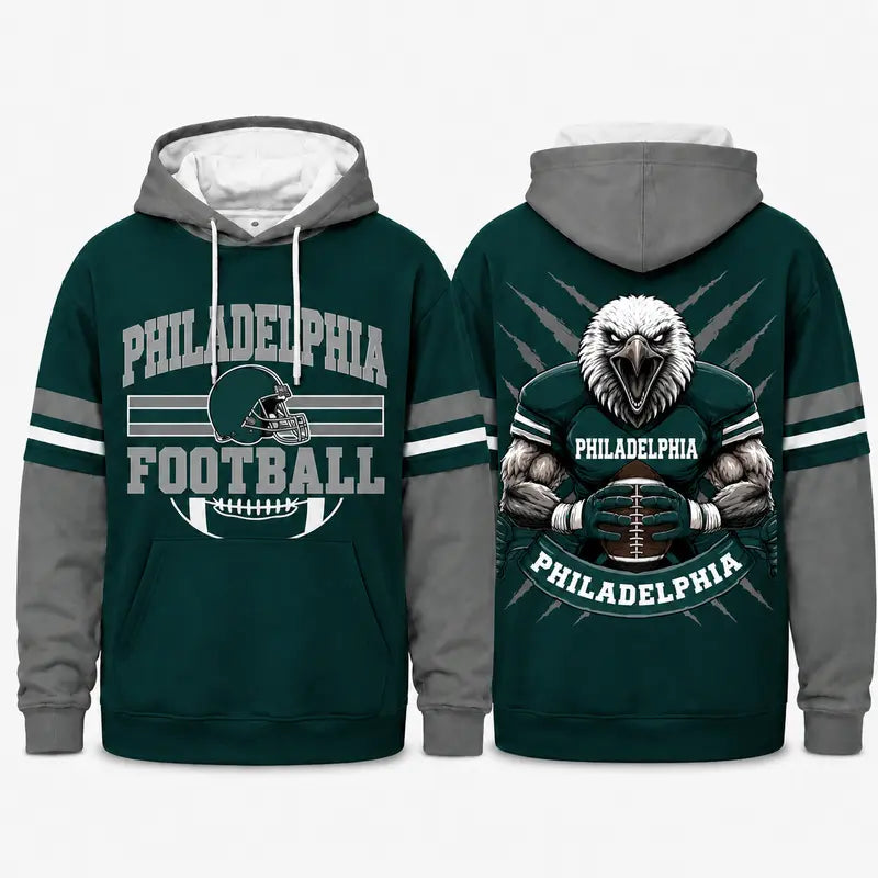 Retro Football Helmet Graphic Hoodie Varsity Style From Every Angle
