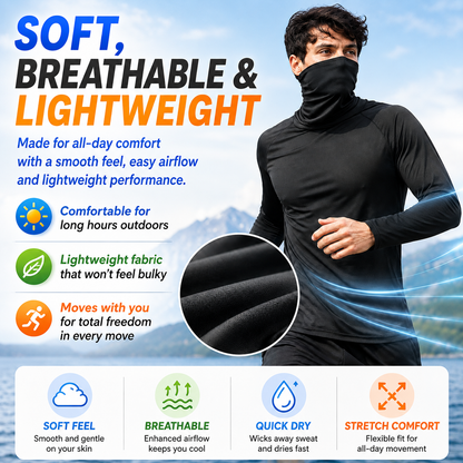 Men’s Lightweight Hooded Sun Shirt with Face & Neck Coverage