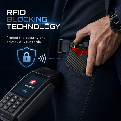 Men's Minimalist RFID Blocking Pop-Up Bifold Wallet with Magnetic Closure