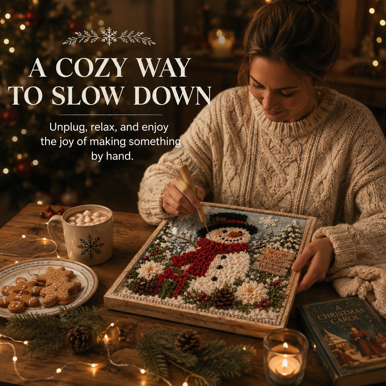 🎄 Christmas Magic: 3D Fabric Poke Art Kit – DIY Holiday Craft & Festive Home Decor