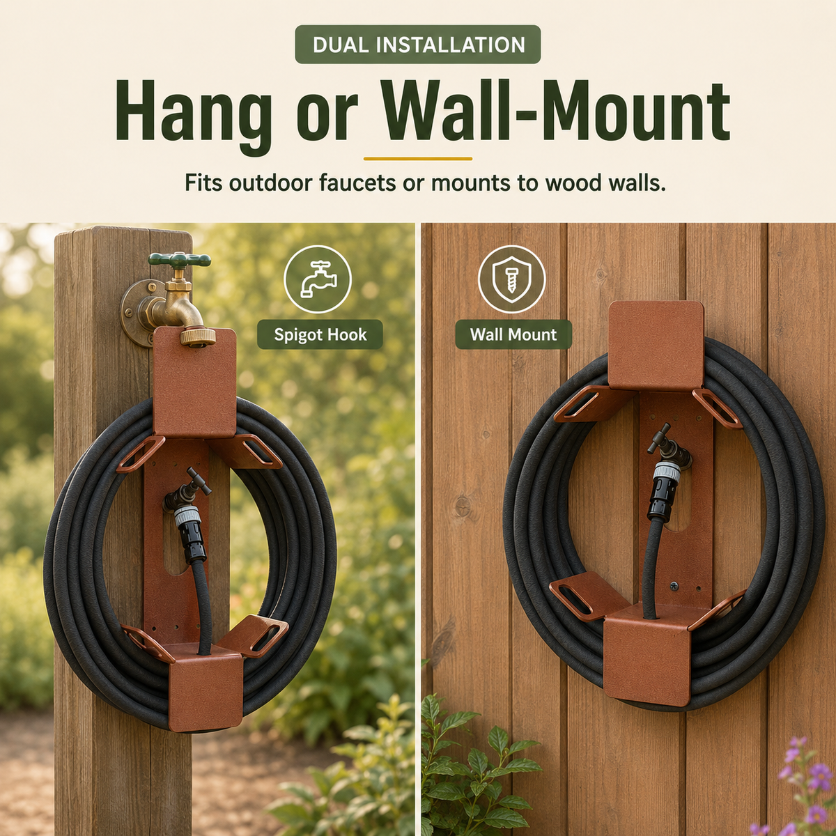 Heavy-Duty Detachable Garden Hose Holder &amp; Storage Rack
