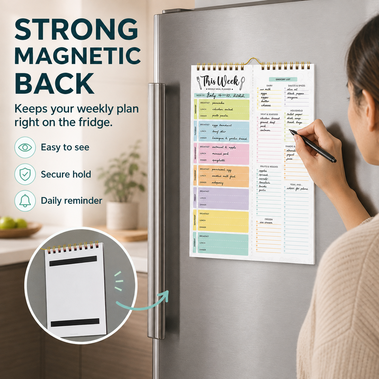 Undated Weekly Meal Planner: 52 Double-Sided Sheets, Grocery List
