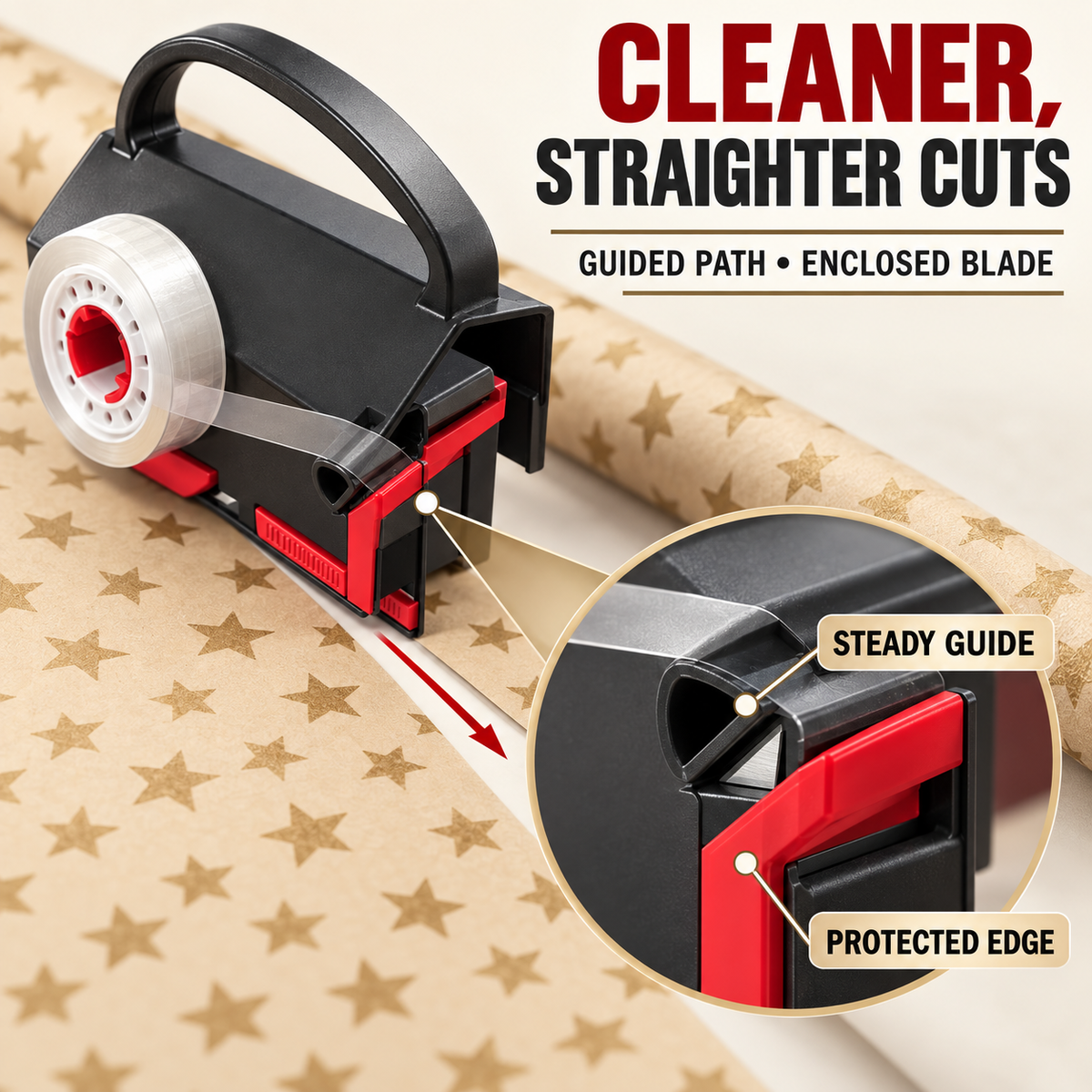 2-in-1 Wrapping Paper Cutter & Tape Dispenser