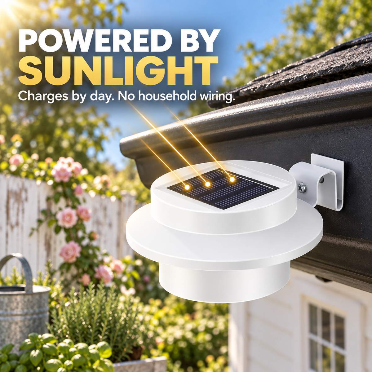 Solar Fence Lights Outdoor Waterproof, 3 LED Deck Lights for Garden Path