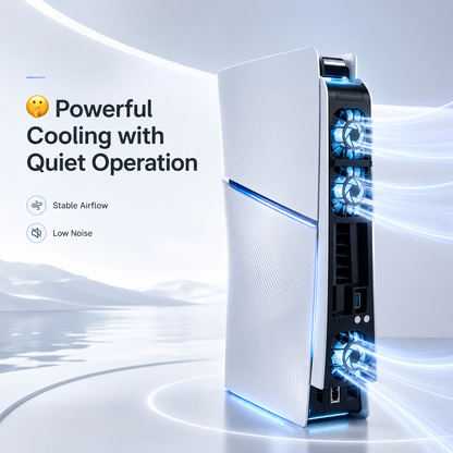 Quiet Cooling Fan for PS5 Slim & Pro - Automatic Temperature Control USB Cooler
