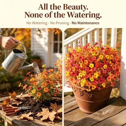 Fall Artificial Flowers, UV Resistant Faux Bouquets for Outdoor & Home Decor
