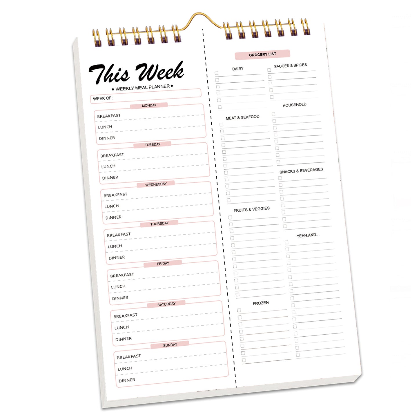 Undated Weekly Meal Planner: 52 Double-Sided Sheets, Grocery List