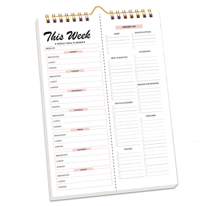 Undated Weekly Meal Planner: 52 Double-Sided Sheets, Grocery List