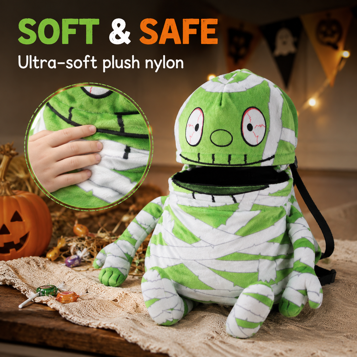 Kids Halloween Trick-or-Treat Plush Backpack Bag