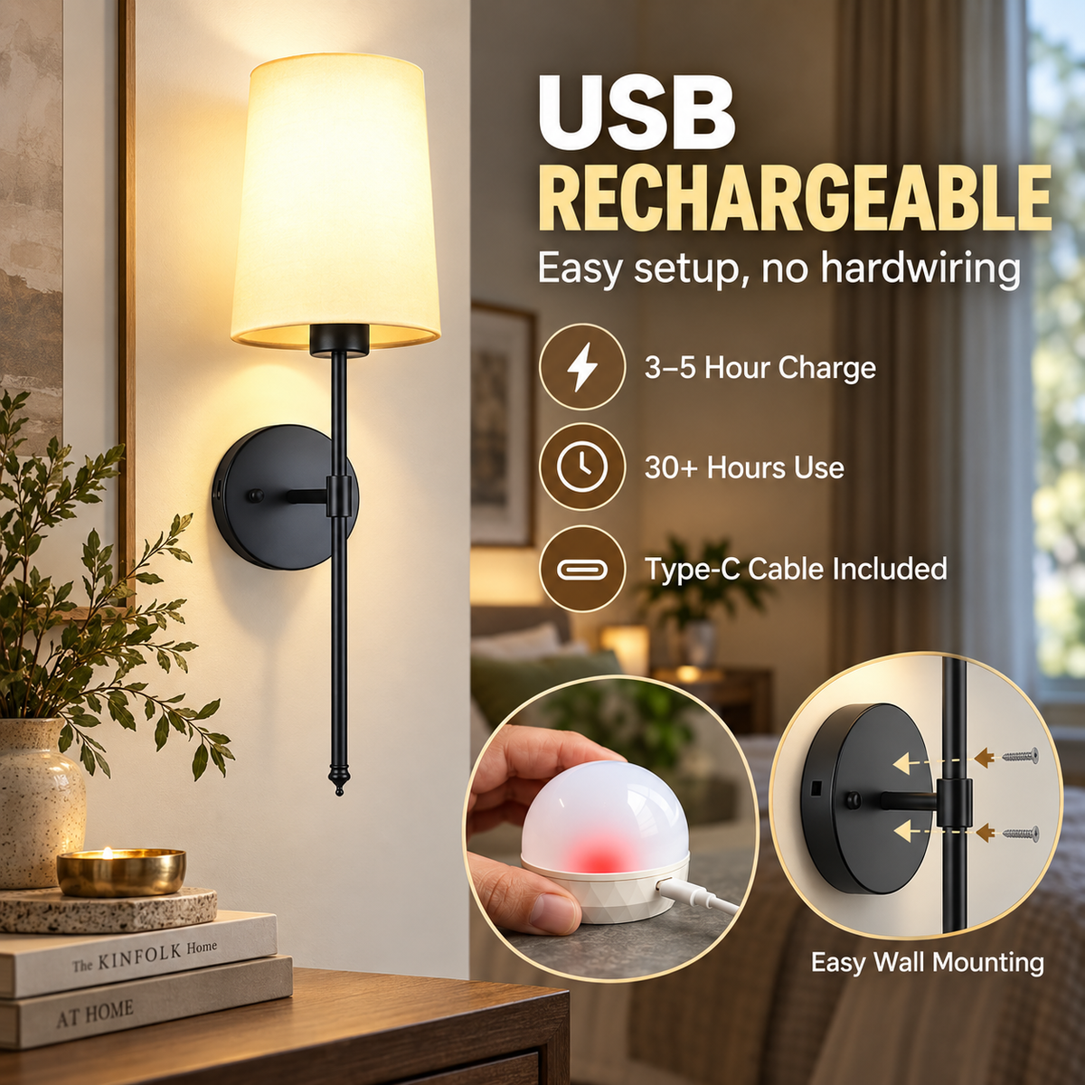 Battery Operated Wall Sconce Set – Rechargeable RGB Remote Lighting