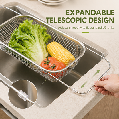 Expandable Stainless Steel Over-the-Sink Colander